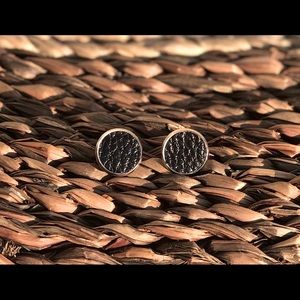 Custom Faux Leather BLACK Stud Earrings